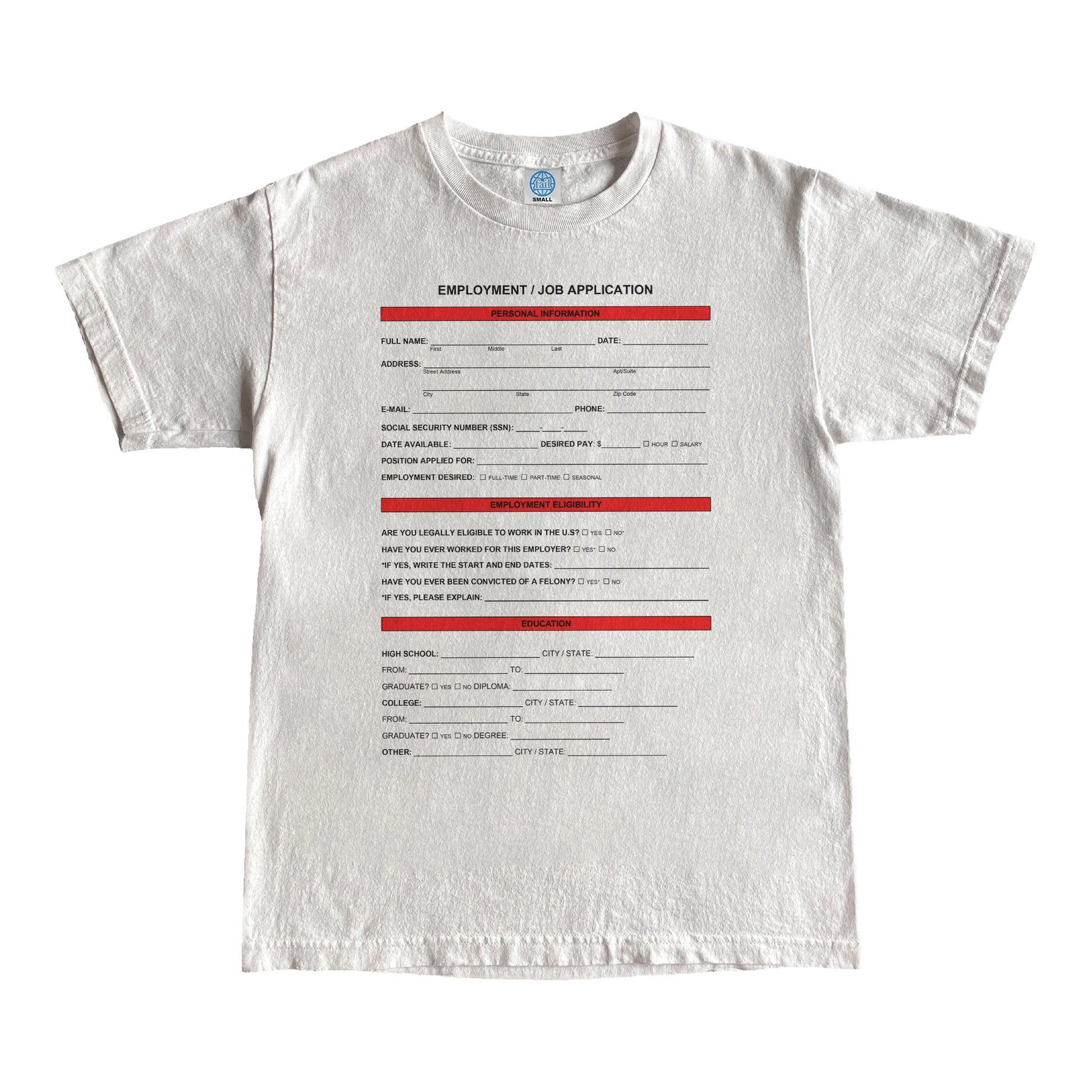 Job Application Shirt by Failure International Fortnite failureinternational Instagram TikTok Viral Shirt Tee Hoodie Sweatshirt